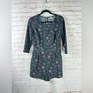 Garage Y2K Black Floral Pleated Whimsygoth Grunge Festival Jumpsuit Romper | M